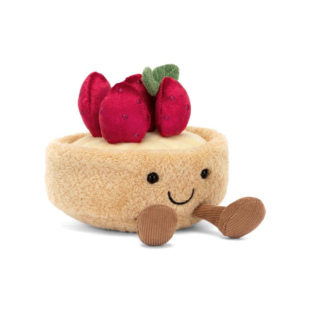 Jellycat Amuseables Strawberry Tart Plush Food Beige Red JELLY10530IF